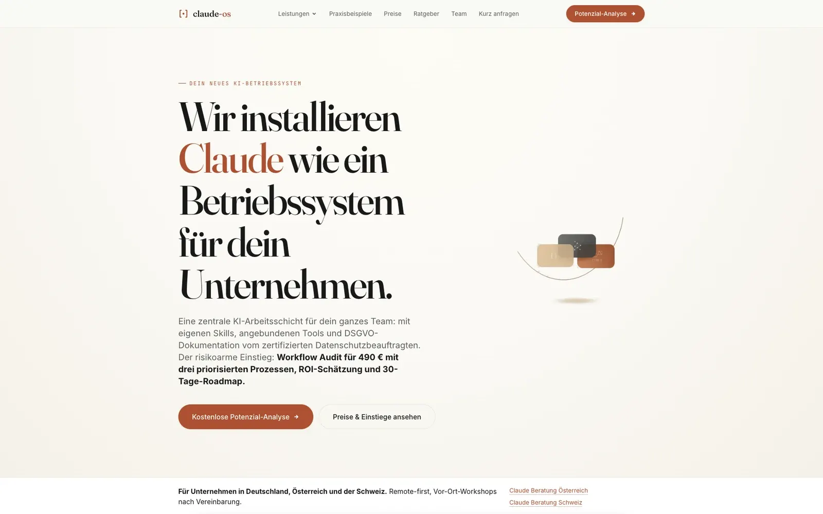 Claude-OS: Ansicht unserer Website