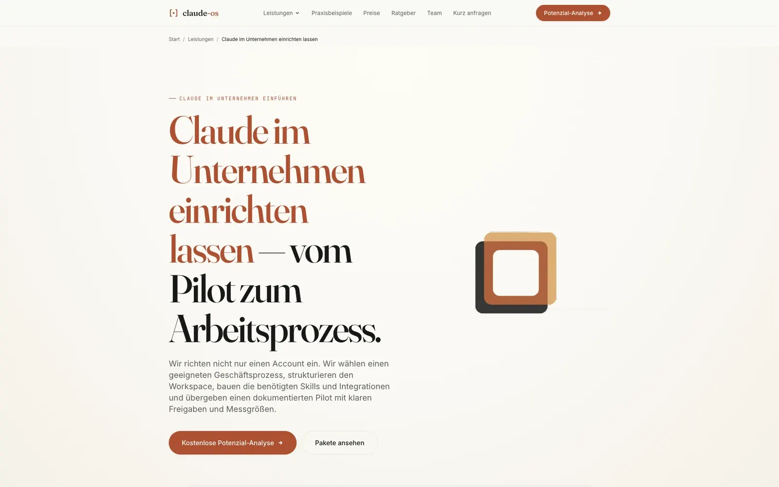 Claude-OS: Ansicht unserer Website