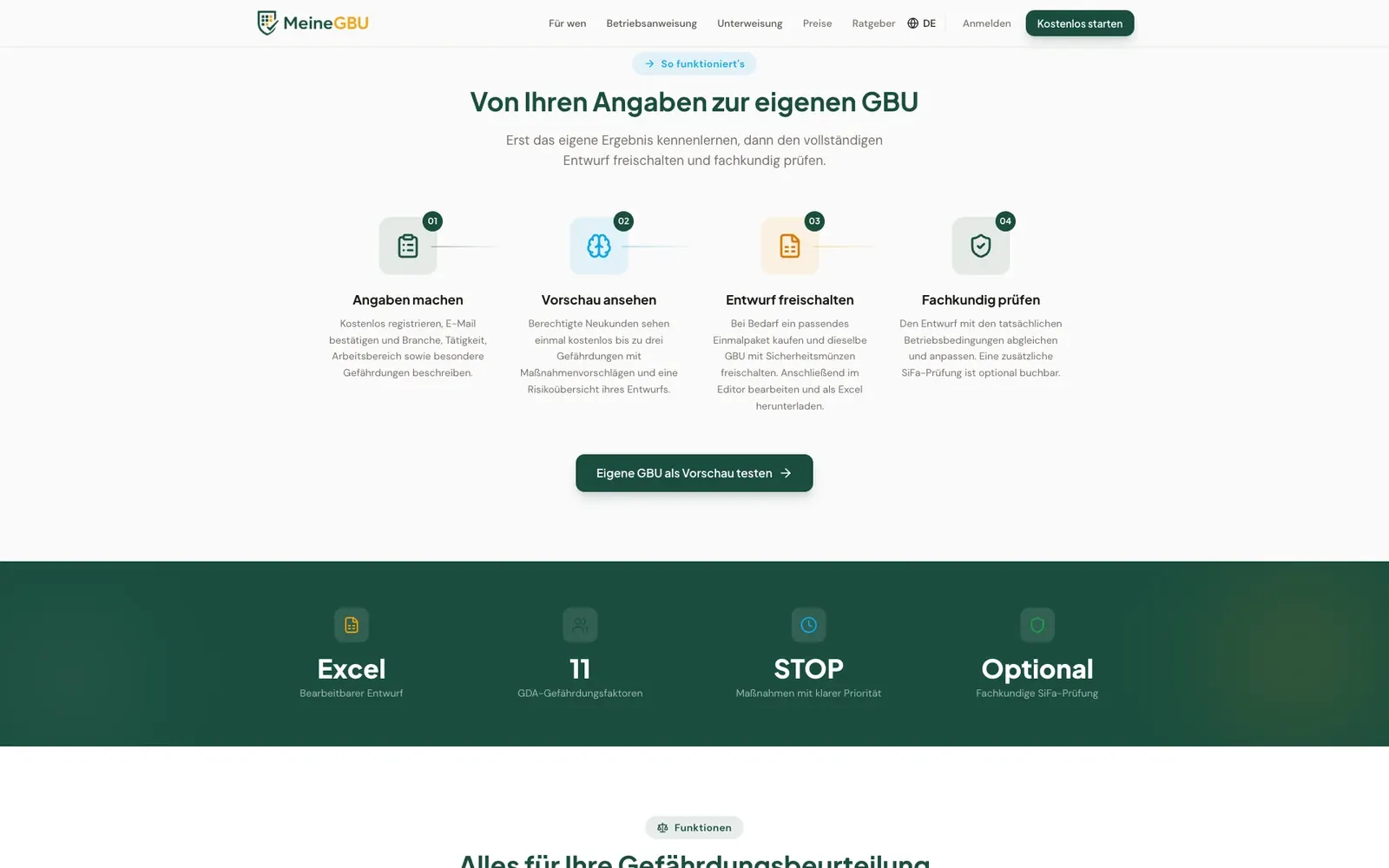 MeineGBU: Ansicht unserer Website