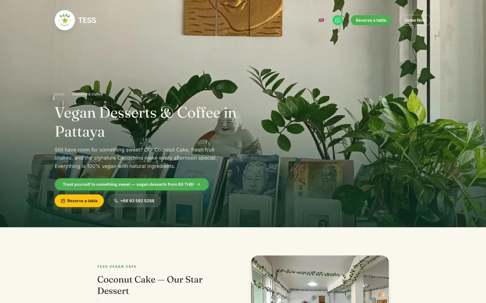 Tess Vegan Cafe – Website und Online-Bestellung